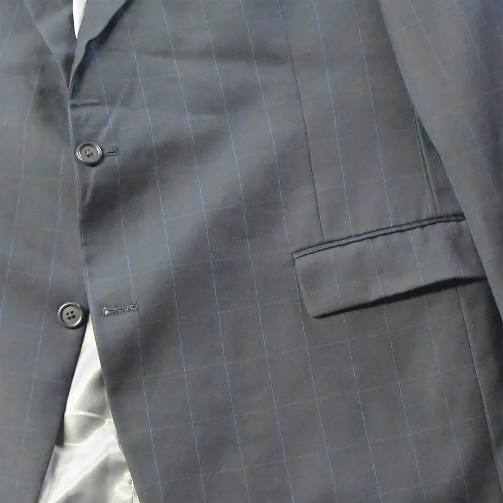 Hart Schaffner Marx 48R Blue Plaid 100% Wool USA Mens‎ Blazer Sport Coat Jacket